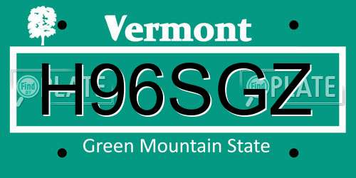 H96SGZ Vermont License Plate