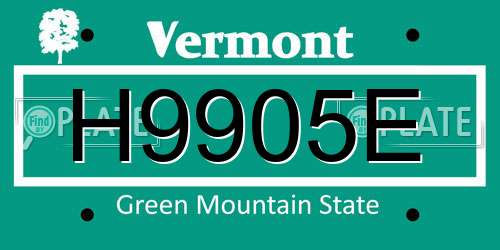 H9905E Vermont License Plate