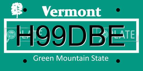 H99DBE Vermont License Plate