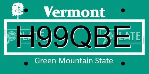 H99QBE Vermont License Plate