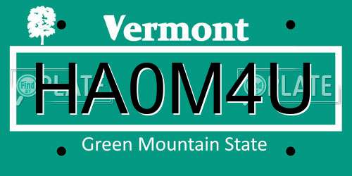 HA0M4U Vermont License Plate