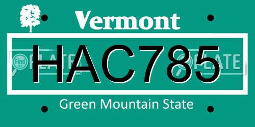 HAC785 Vermont License Plate