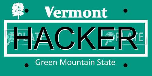 HACKER Vermont License Plate