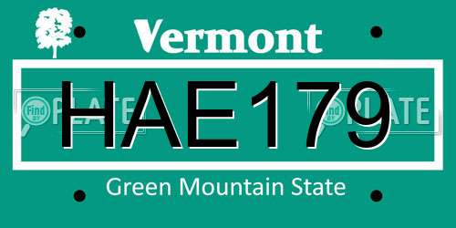 HAE179 Vermont License Plate