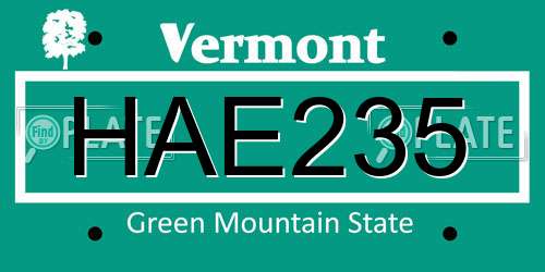 HAE235 Vermont License Plate