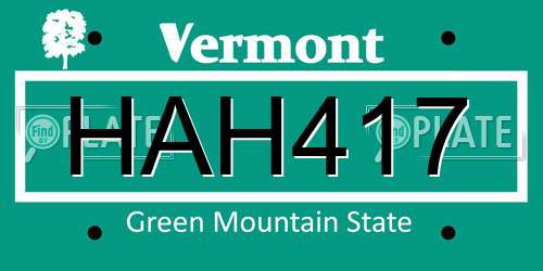 HAH417 Vermont License Plate