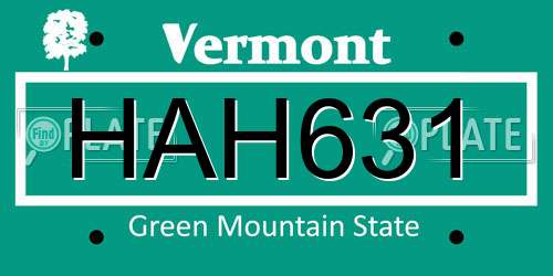 HAH631 Vermont License Plate