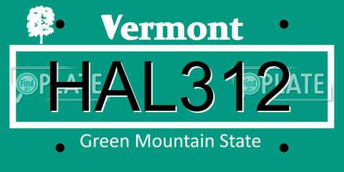 HAL312 Vermont License Plate