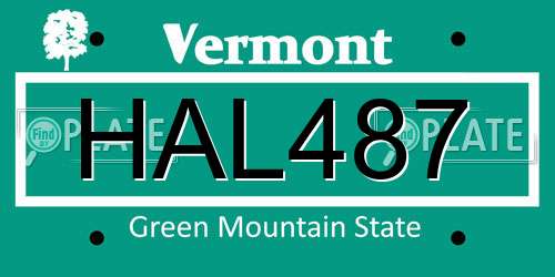 HAL487 Vermont License Plate