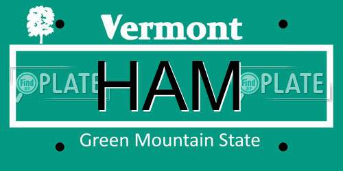 HAM Vermont License Plate