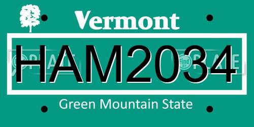 HAM2034 Vermont License Plate