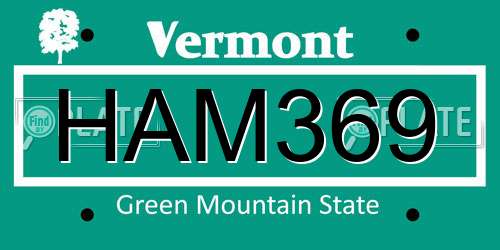 HAM369 Vermont License Plate