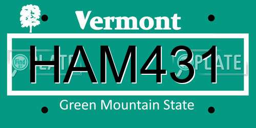 HAM431 Vermont License Plate