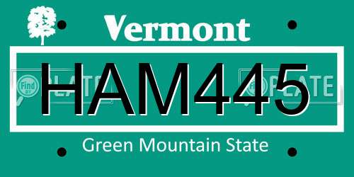 HAM445 Vermont License Plate