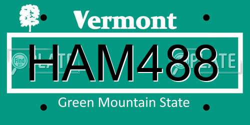 HAM488 Vermont License Plate