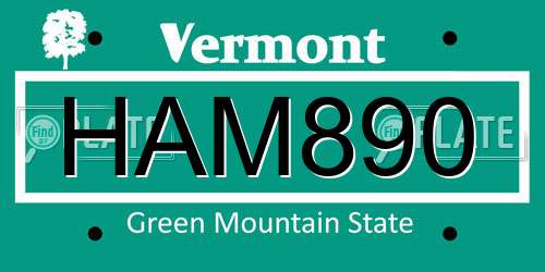 HAM890 Vermont License Plate