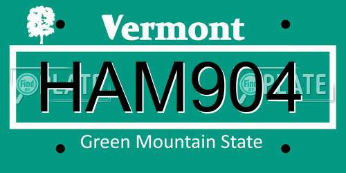 HAM904 Vermont License Plate