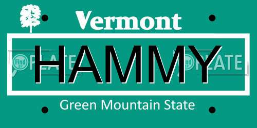 HAMMY Vermont License Plate