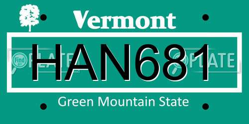 HAN681 Vermont License Plate