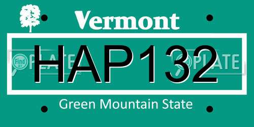 HAP132 Vermont License Plate