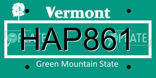 HAP861 Vermont License Plate