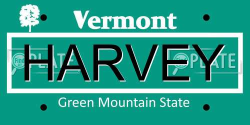HARVEY Vermont License Plate