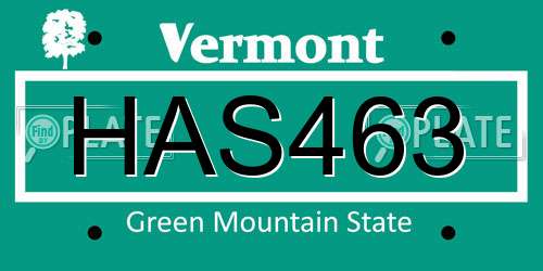 HAS463 Vermont License Plate
