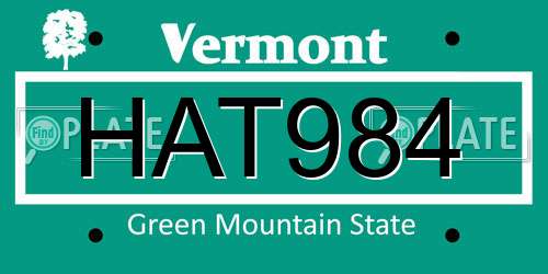 HAT984 Vermont License Plate