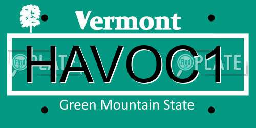 HAVOC1 Vermont License Plate