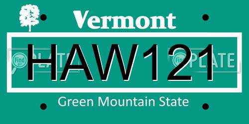 HAW121 Vermont License Plate