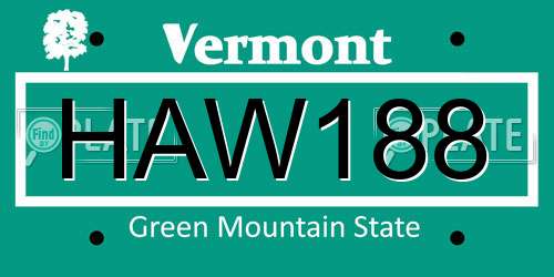 HAW188 Vermont License Plate