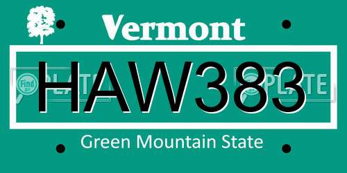 HAW383 Vermont License Plate