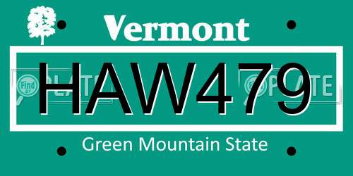 HAW479 Vermont License Plate