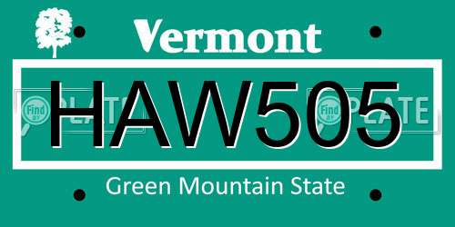 HAW505 Vermont License Plate
