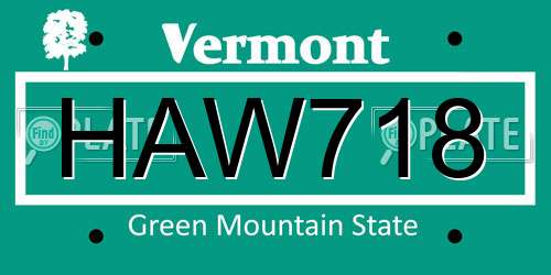 HAW718 Vermont License Plate