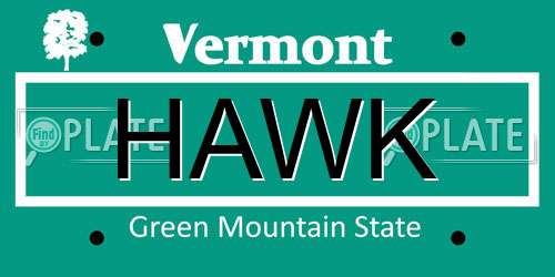 HAWK Vermont License Plate