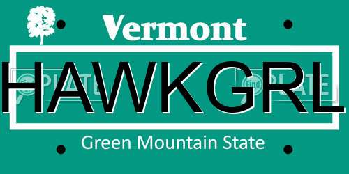 HAWKGRL Vermont License Plate