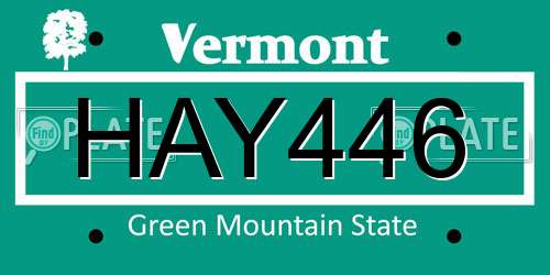 HAY446 Vermont License Plate