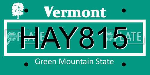 HAY815 Vermont License Plate