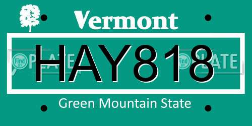 HAY818 Vermont License Plate