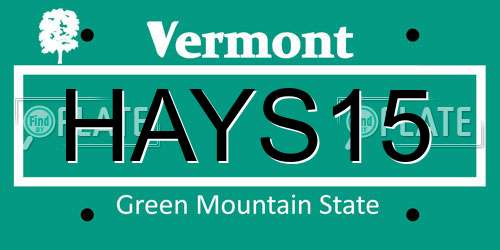 HAYS15 Vermont License Plate