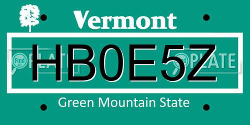 HB0E5Z Vermont License Plate