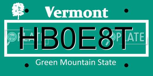 HB0E8T Vermont License Plate