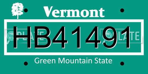 HB41491 Vermont License Plate