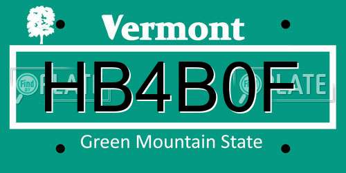 HB4B0F Vermont License Plate