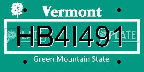HB4I491 Vermont License Plate