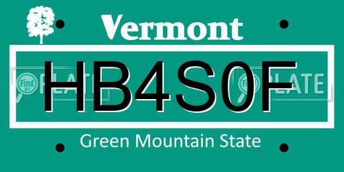 HB4S0F Vermont License Plate