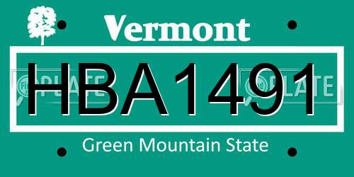 HBA1491 Vermont License Plate