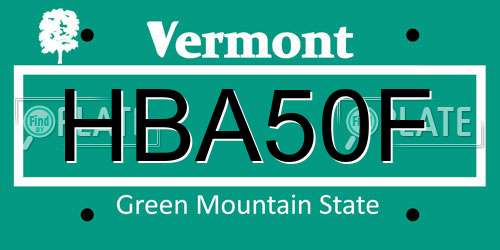 HBA50F Vermont License Plate