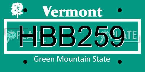 HBB259 Vermont License Plate